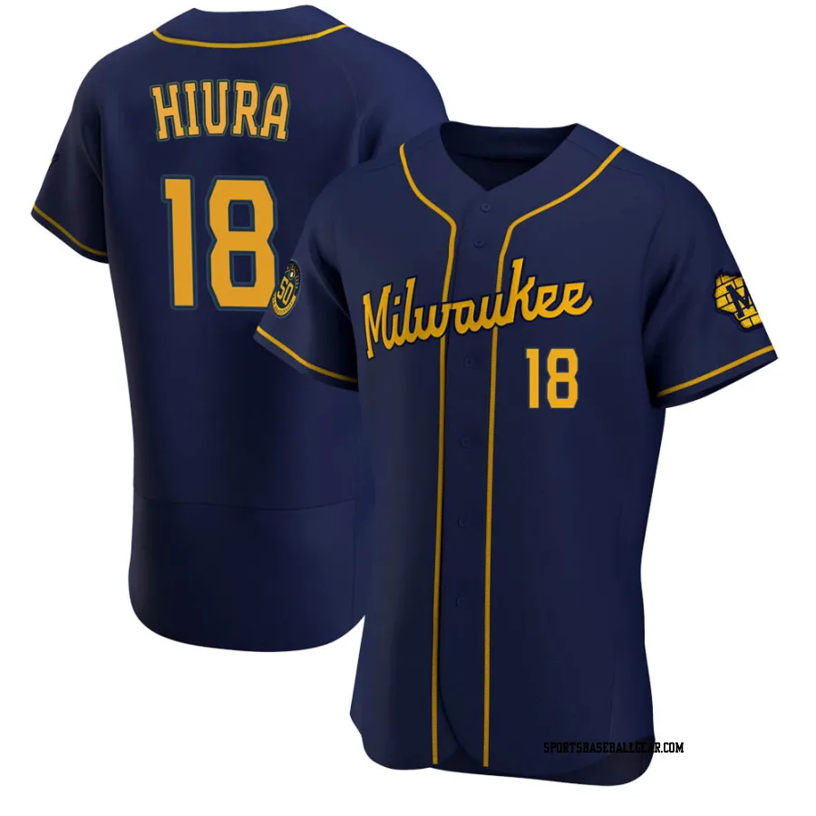 Keston Hiura Men's Milwaukee Brewers Navy Authentic Alternate Jersey