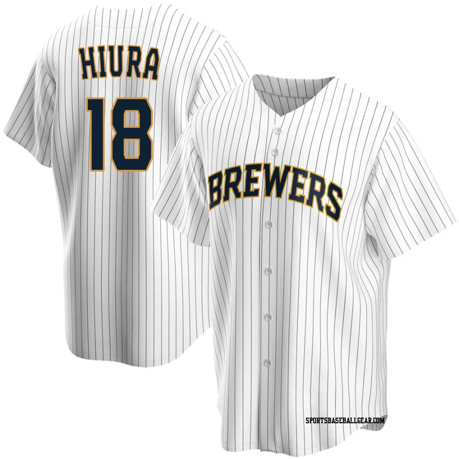 Keston Hiura Men's Milwaukee Brewers White Replica Home Jersey