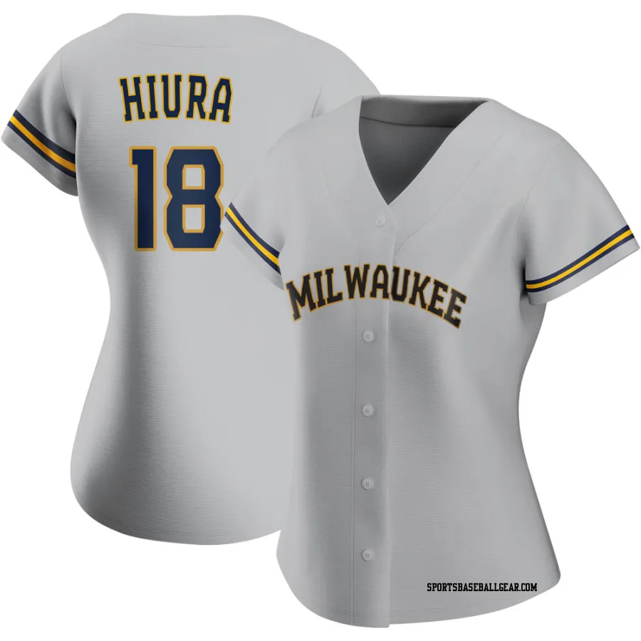 Keston Hiura Women's Milwaukee Brewers Gray Authentic Road Jersey