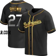 Kevin Brown Men's Los Angeles Dodgers Black Golden Replica Alternate Jersey