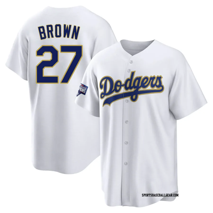 Kevin Brown Men's Los Angeles Dodgers White/Gold Replica 2021 Gold Program Player Jersey