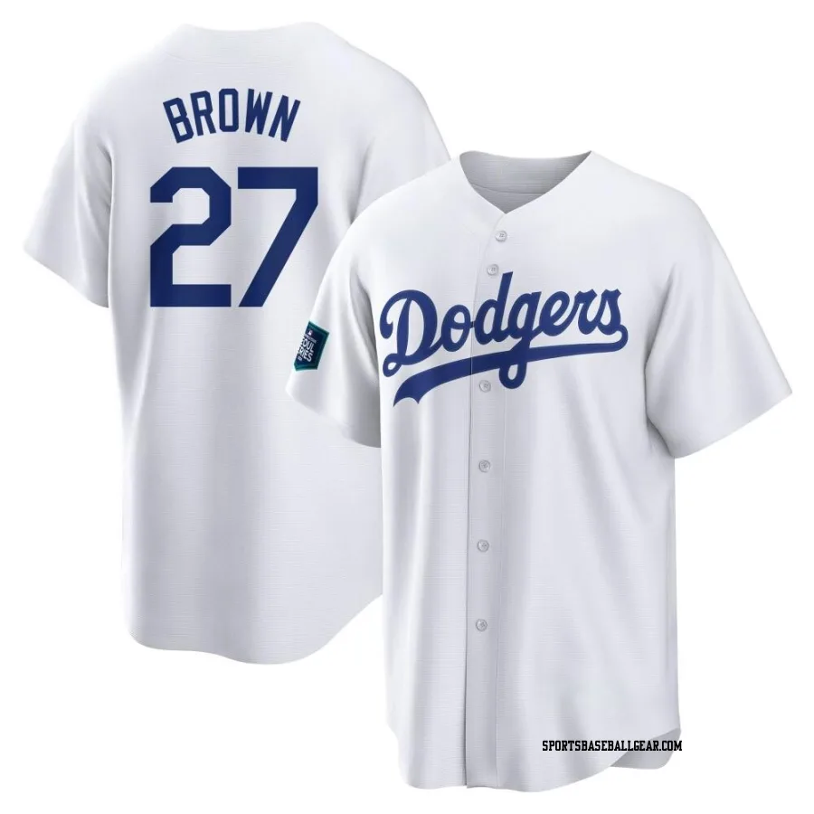 Kevin Brown Youth Los Angeles Dodgers White Replica 2024 World Tour Seoul Series Home Jersey