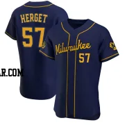 Kevin Herget Men's Milwaukee Brewers Navy Authentic Alternate Jersey