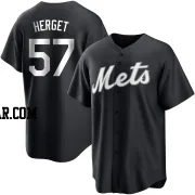 Kevin Herget Men's New York Mets Black/White Replica Jersey