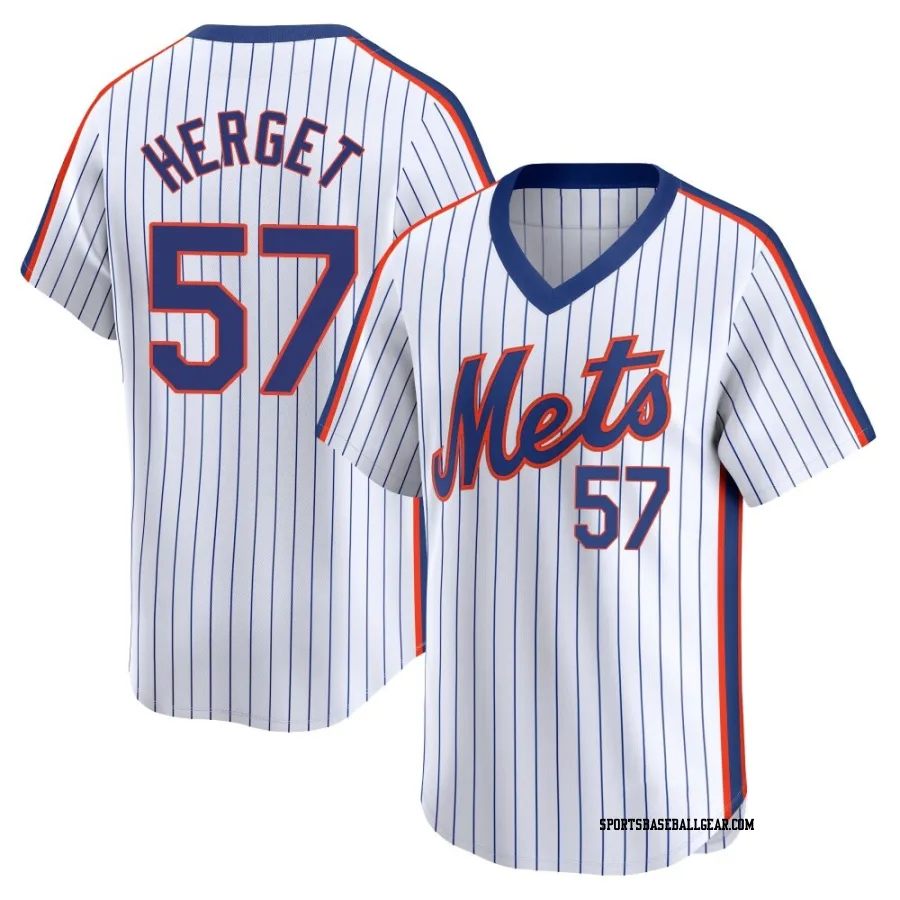 Kevin Herget Men's New York Mets White Limited Cooperstown Collection Jersey