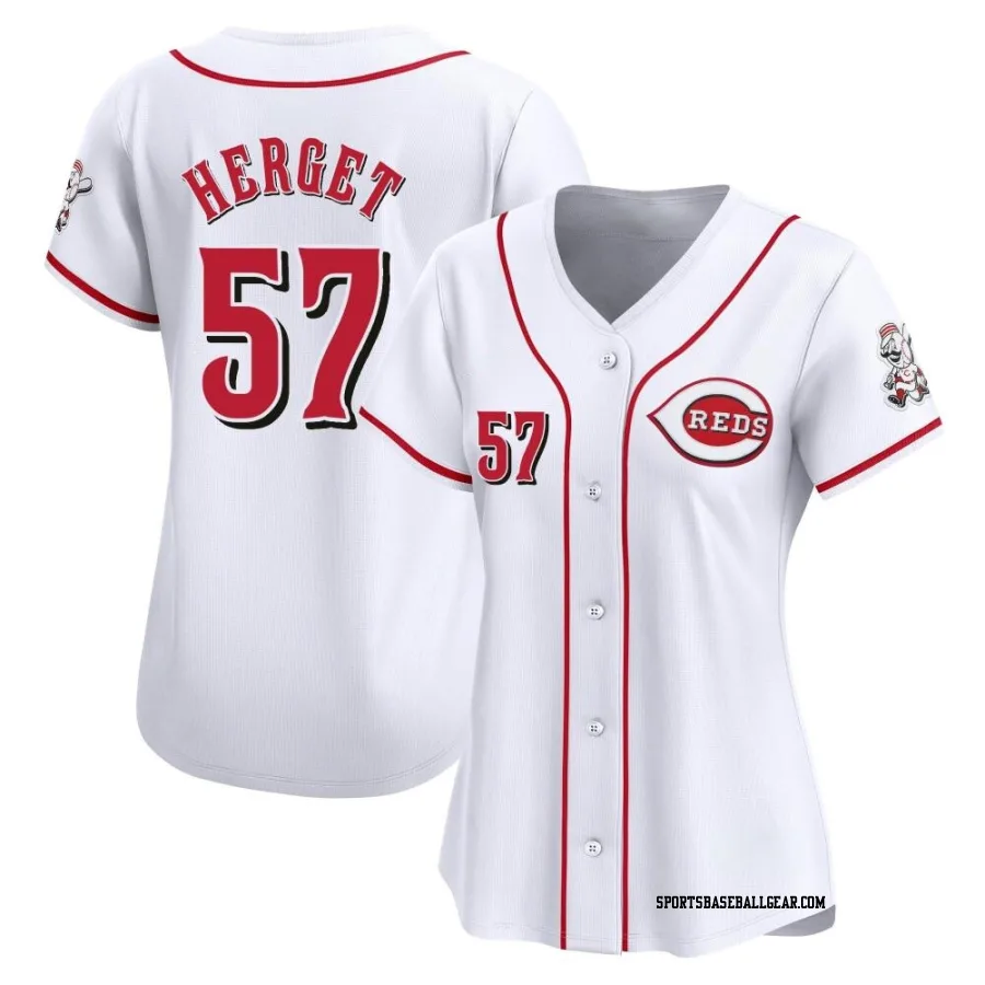 Kevin Herget Women's Cincinnati Reds White Limited Home Jersey