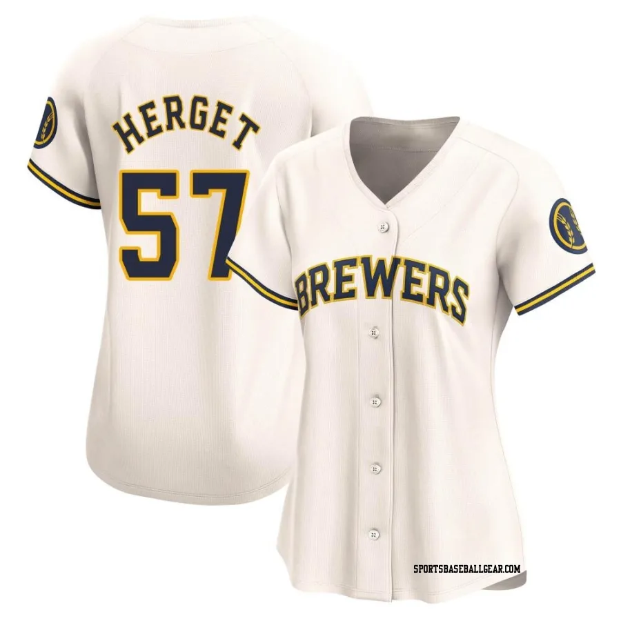 Kevin Herget Women's Milwaukee Brewers Cream Limited Home Jersey