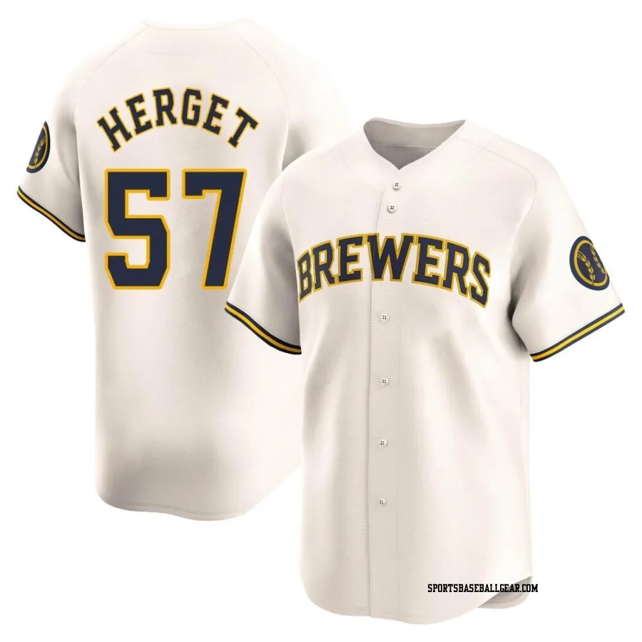 Kevin Herget Youth Milwaukee Brewers Cream Limited Home Jersey