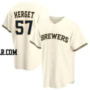 Kevin Herget Youth Milwaukee Brewers Cream Replica Home Jersey