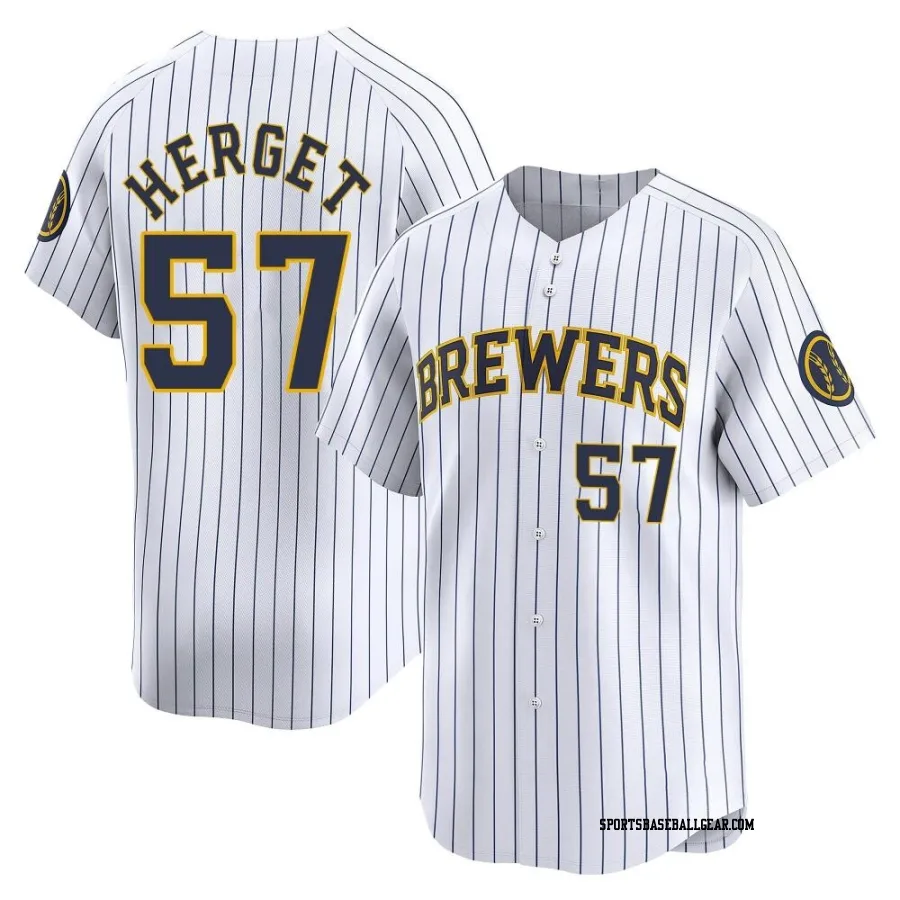 Kevin Herget Youth Milwaukee Brewers White Limited Alternate Jersey