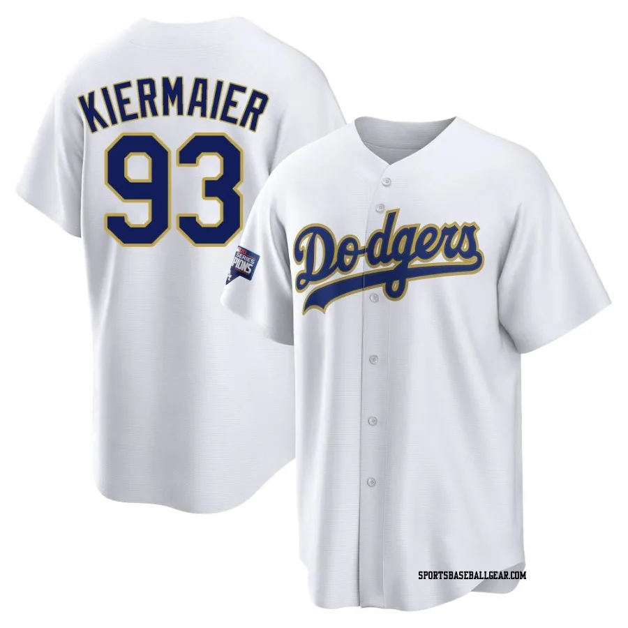 Kevin Kiermaier Men's Los Angeles Dodgers White/Gold Replica 2021 Gold Program Player Jersey