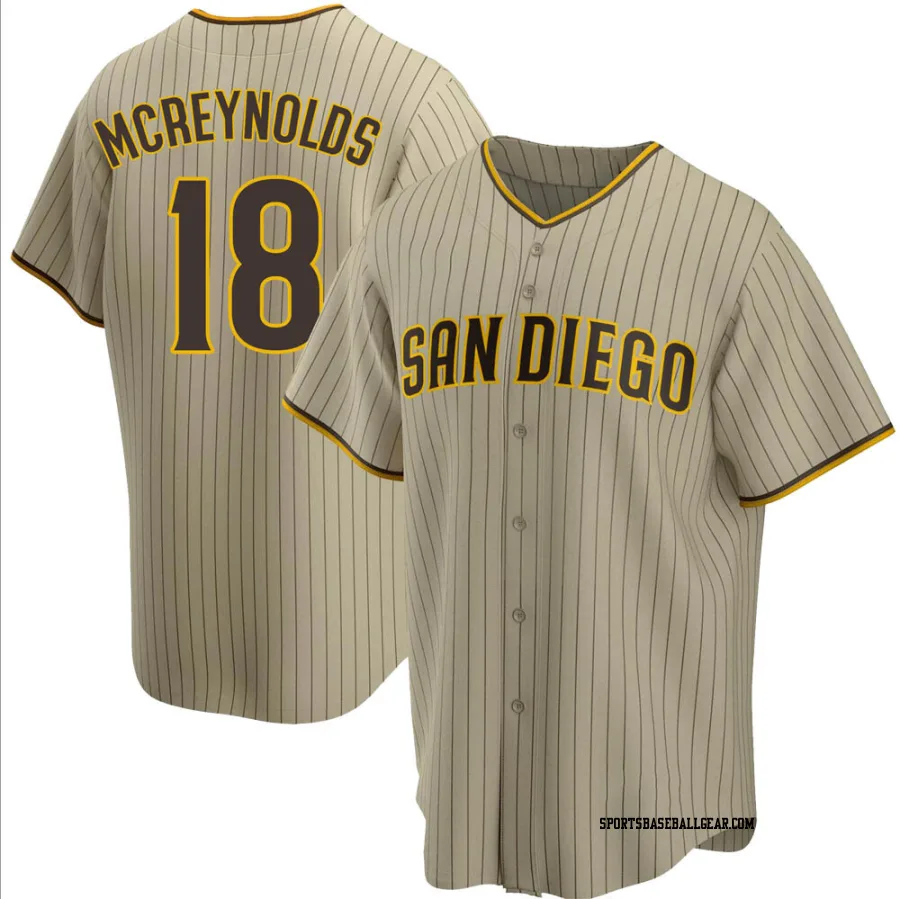 Kevin Mcreynolds Men's San Diego Padres Sand/Brown Replica Alternate Jersey