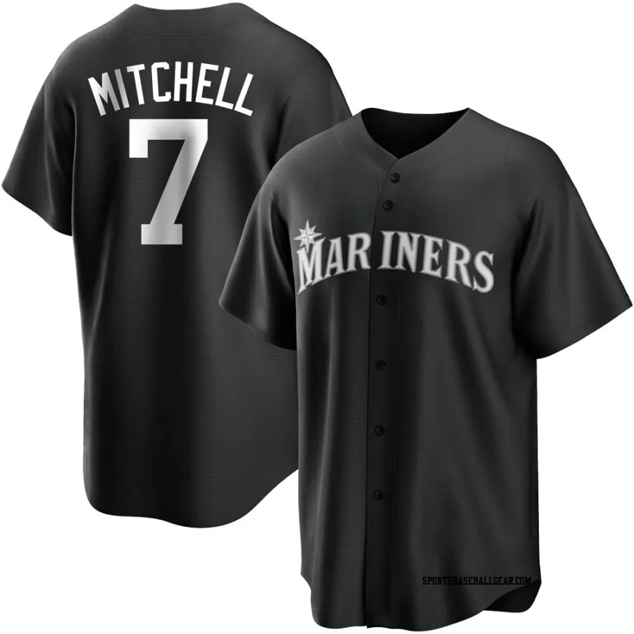 Kevin Mitchell Men's Seattle Mariners Black/White Replica Jersey