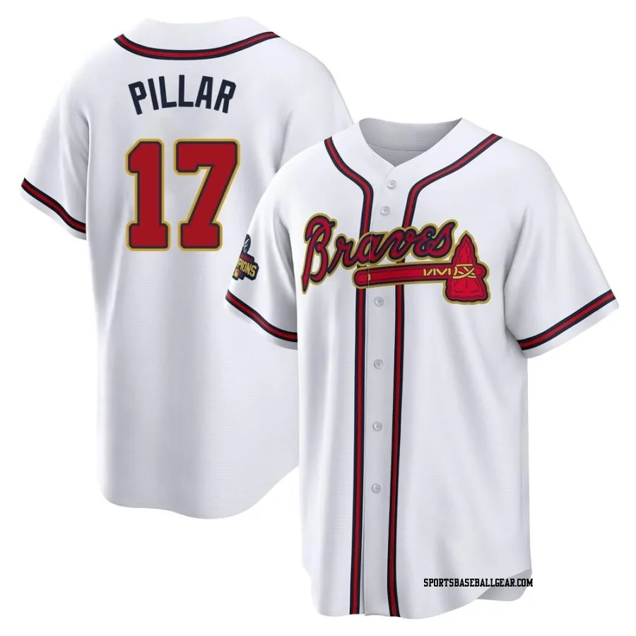 Kevin Pillar Youth Atlanta Braves Gold Replica White 2022 Program Jersey