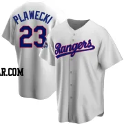 Kevin Plawecki Men's Texas Rangers White Replica Home Cooperstown Collection 2023 World Series Champions Jersey