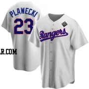 Kevin Plawecki Men's Texas Rangers White Replica Home Cooperstown Collection 2023 World Series Jersey