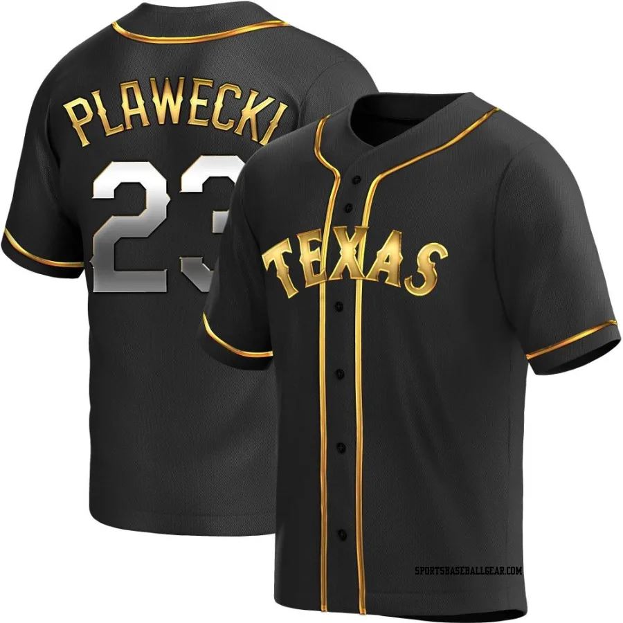 Kevin Plawecki Youth Texas Rangers Black Golden Replica Alternate Jersey