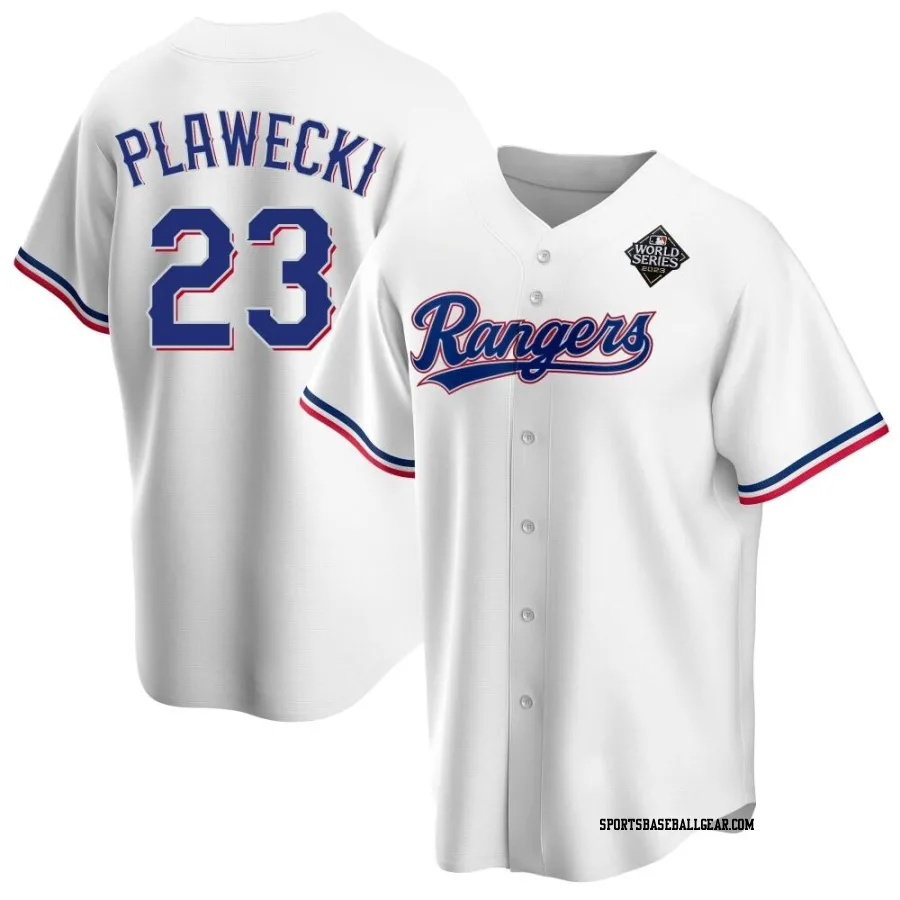 Kevin Plawecki Youth Texas Rangers White Replica Home 2023 World Series Jersey