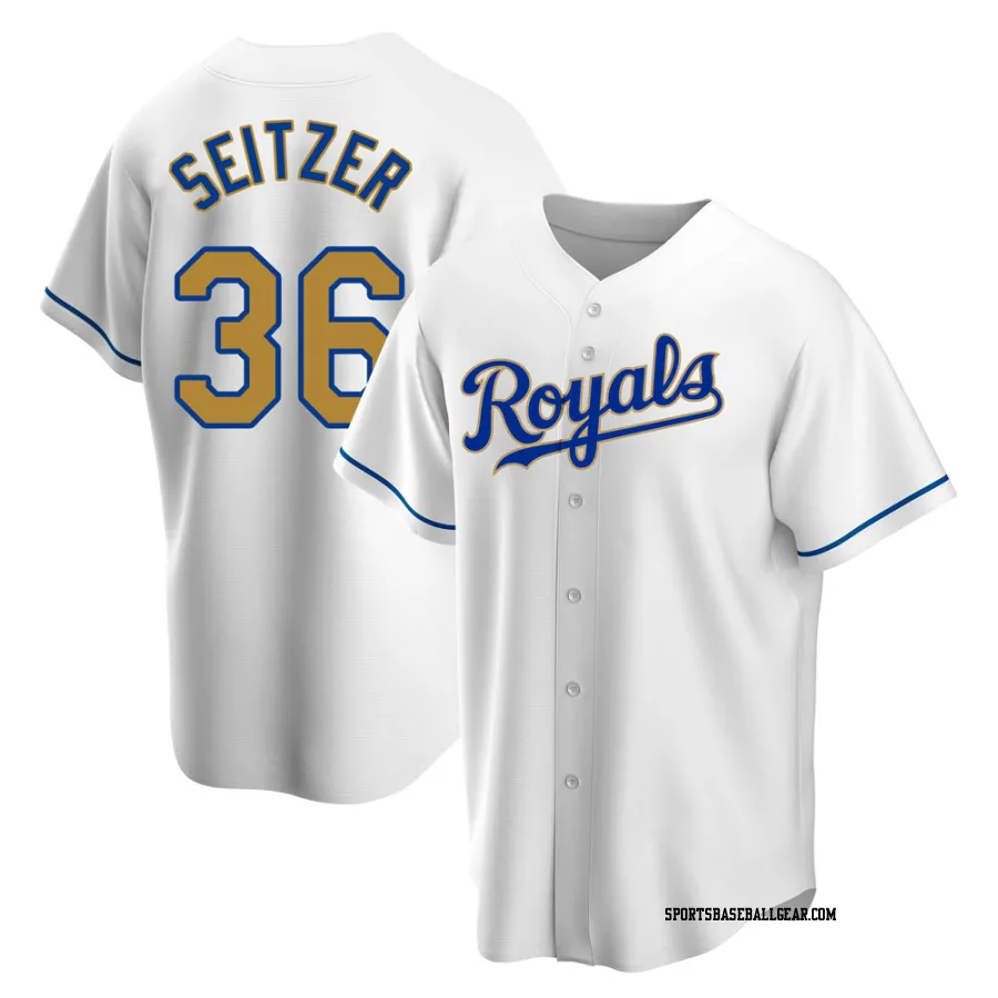 Kevin Seitzer Youth Kansas City Royals Gold Replica White Home Jersey