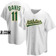 Khris Davis Men's Oakland Athletics White Replica Home Jersey