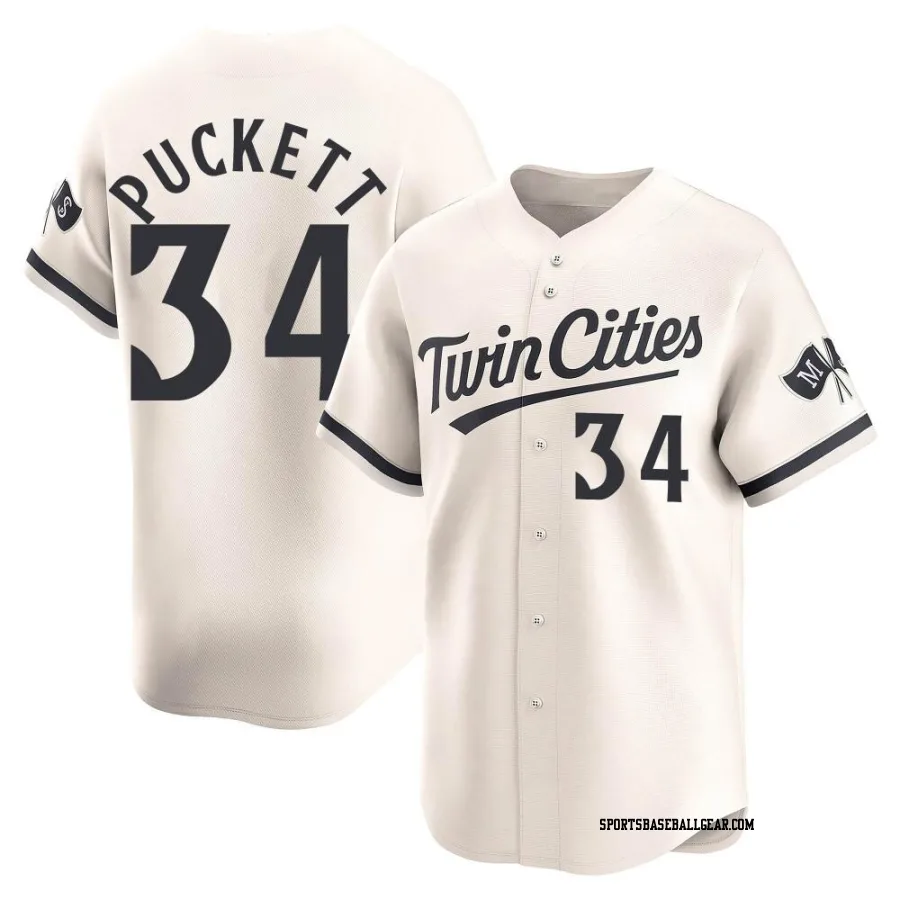 Kirby Puckett Men's Minnesota Twins Cream Limited Alternate Jersey