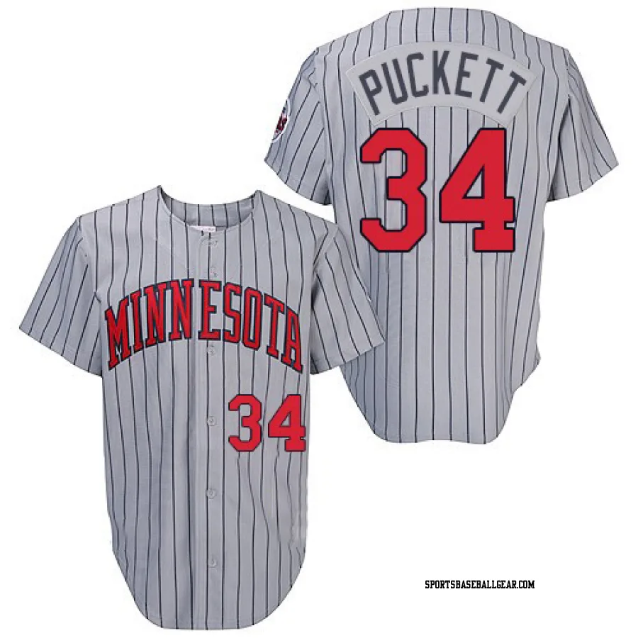 Kirby Puckett Men's Minnesota Twins Grey Authentic 1987 Throwback Jersey