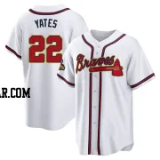 Kirby Yates Men's Atlanta Braves Gold Replica White 2022 Program Jersey