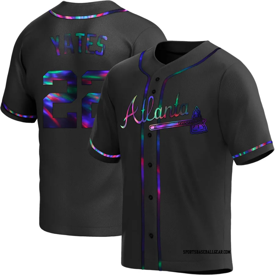 Kirby Yates Youth Atlanta Braves Black Holographic Replica Alternate Jersey