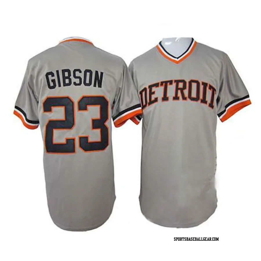 Kirk Gibson Men's Detroit Tigers Grey Replica 1968 Throwback Jersey