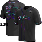 Kohei Arihara Men's Texas Rangers Black Holographic Replica Alternate 2023 World Series Jersey