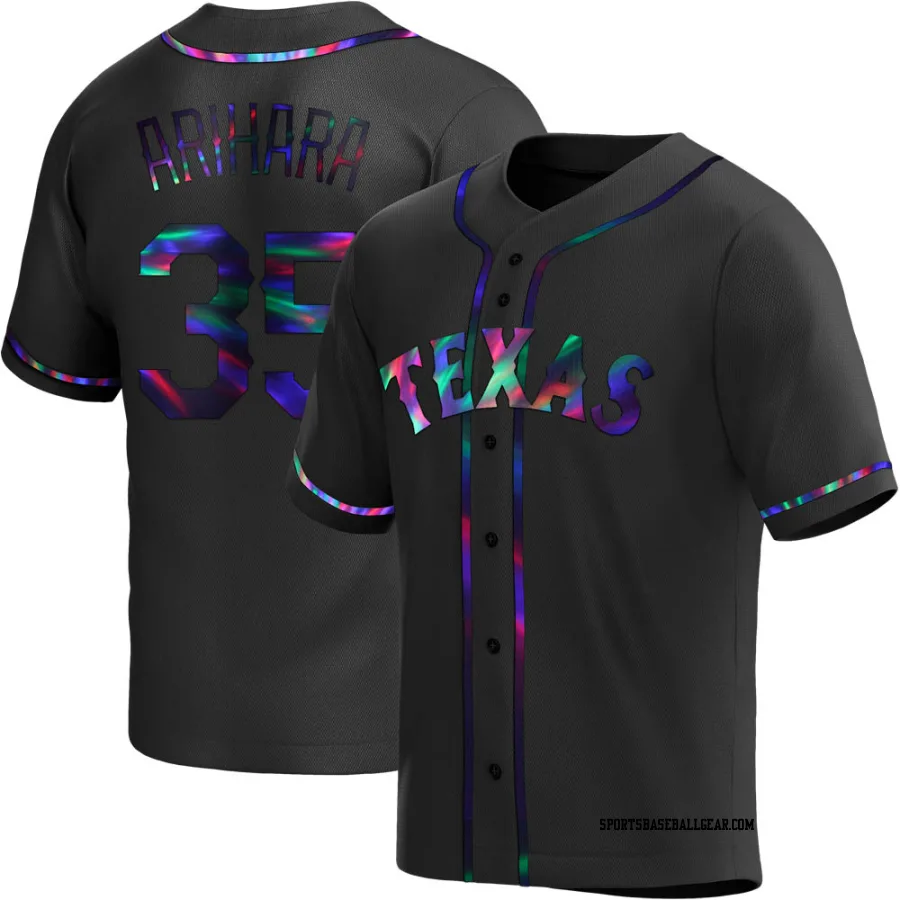 Kohei Arihara Men's Texas Rangers Black Holographic Replica Alternate Jersey