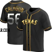 Kole Calhoun Men's Texas Rangers Black Golden Replica Alternate Jersey