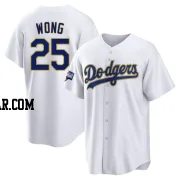 Kolten Wong Men's Los Angeles Dodgers White/Gold Replica 2021 Gold Program Player Jersey