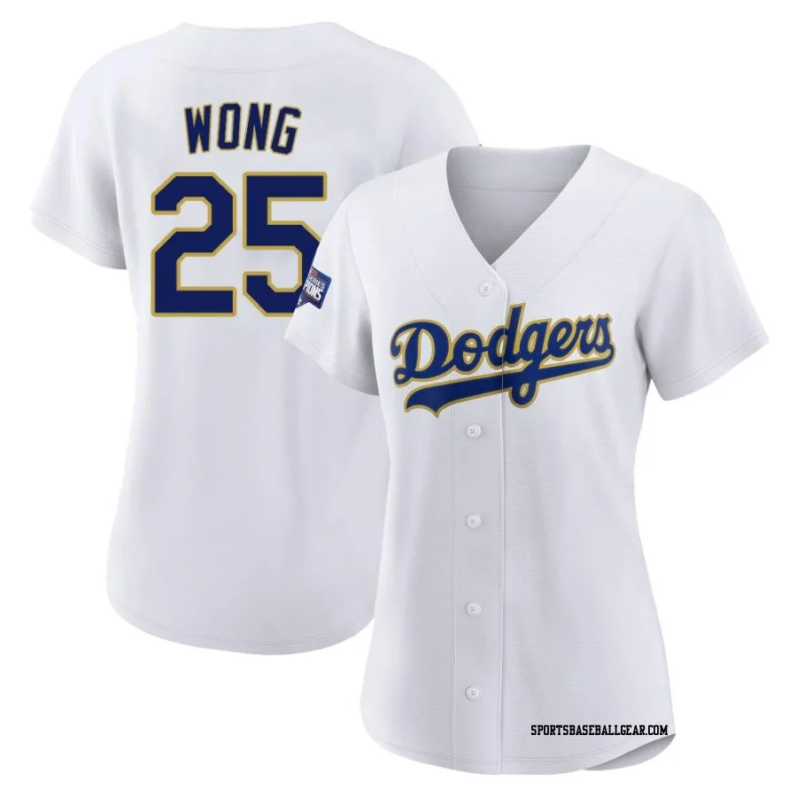 Kolten Wong Women's Los Angeles Dodgers White/Gold Authentic 2021 Gold Program Player Jersey