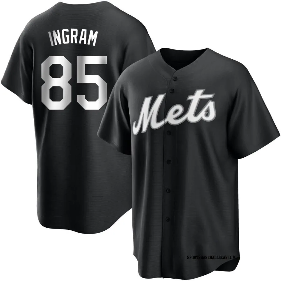 Kolton Ingram Men's New York Mets Black/White Replica Jersey