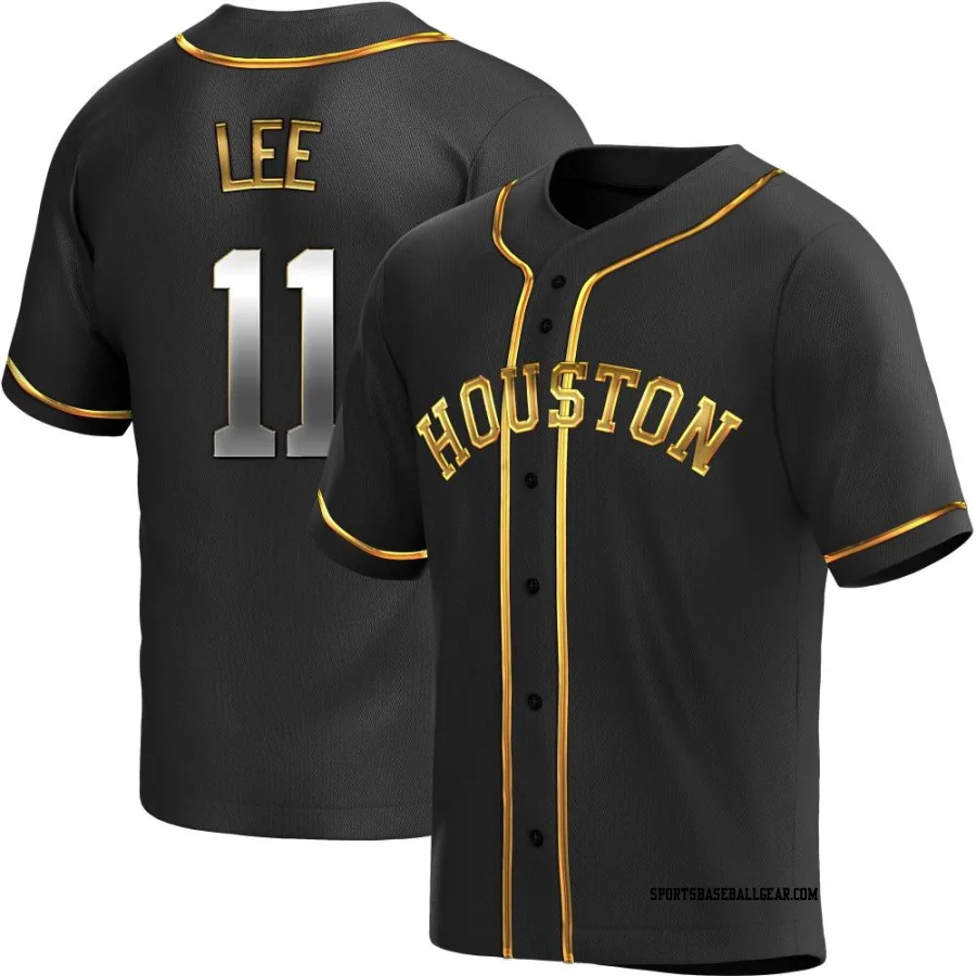 Korey Lee Men's Houston Astros Black Golden Replica Alternate Jersey