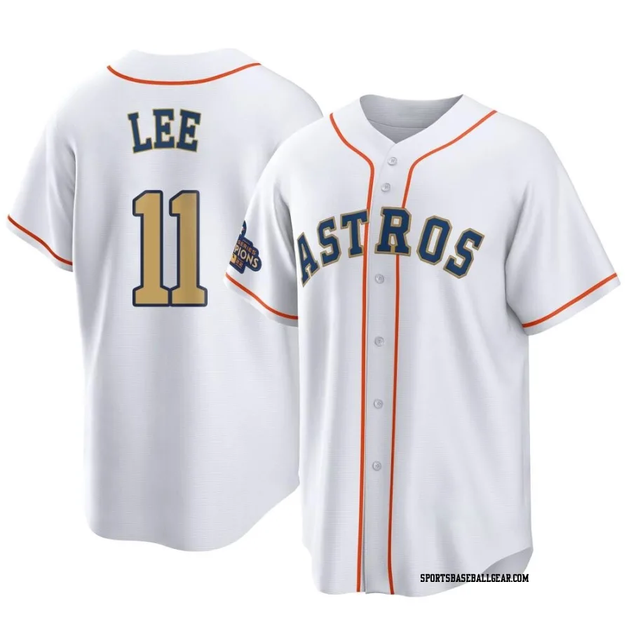 Korey Lee Men's Houston Astros Gold Replica White 2023 Collection Jersey