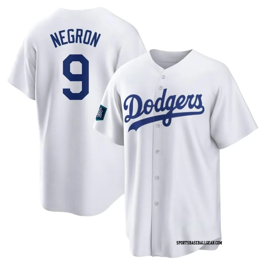 Kristopher Negron Men's Los Angeles Dodgers White Replica 2024 World Tour Seoul Series Home Jersey