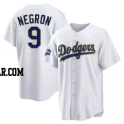 Kristopher Negron Men's Los Angeles Dodgers White/Gold Replica 2021 Gold Program Player Jersey