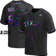 Kumar Rocker Men's Texas Rangers Black Holographic Replica Alternate 2023 World Series Jersey