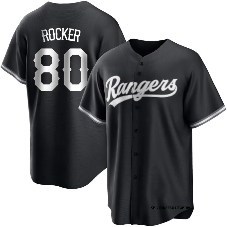 Kumar Rocker Men's Texas Rangers Black/White Replica Jersey