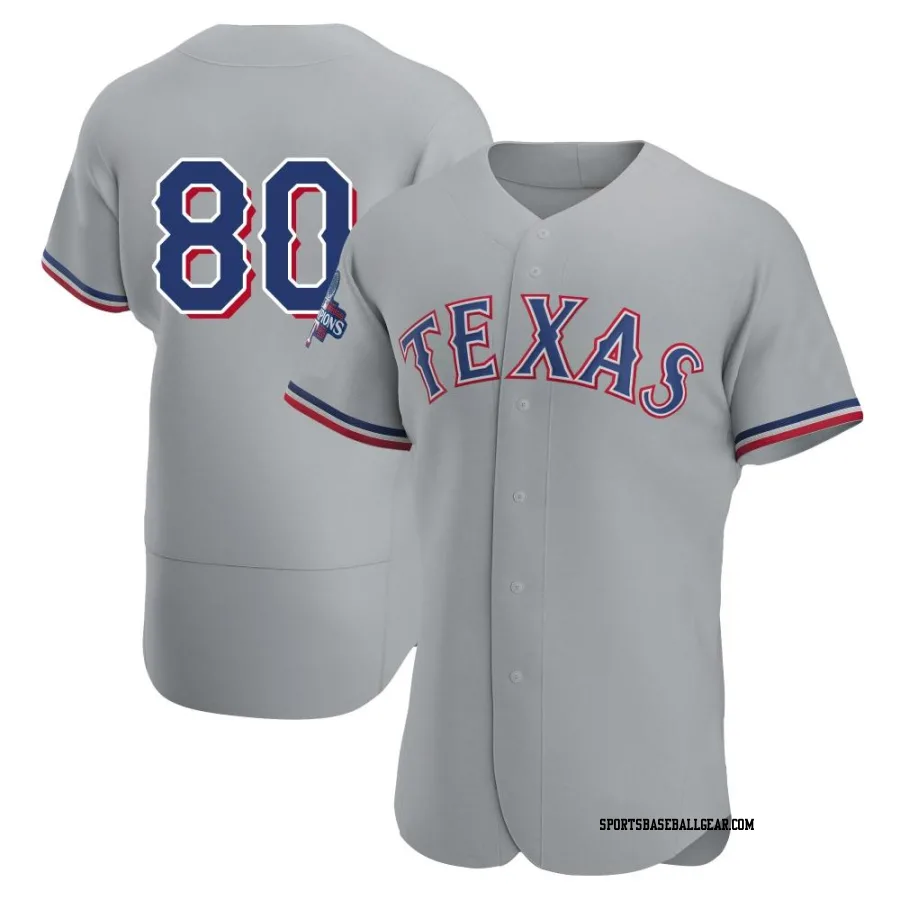 Kumar Rocker Men's Texas Rangers Gray Authentic Road 2023 World Series Champions Jersey