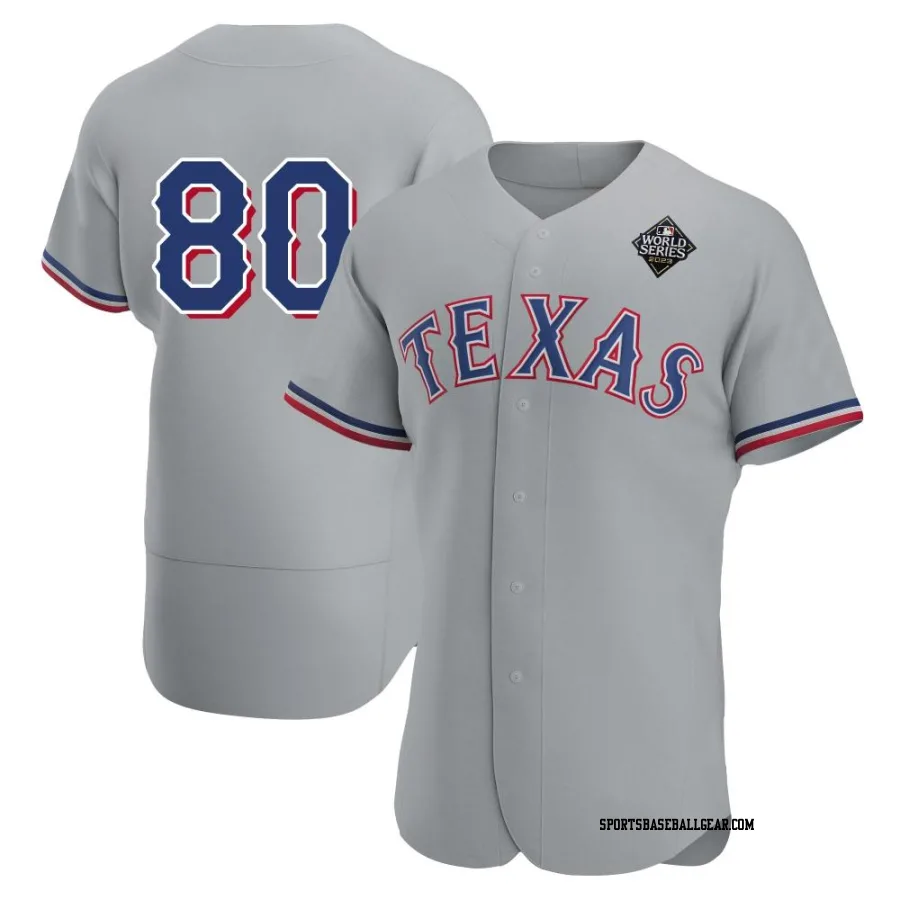 Kumar Rocker Men's Texas Rangers Gray Authentic Road 2023 World Series Jersey