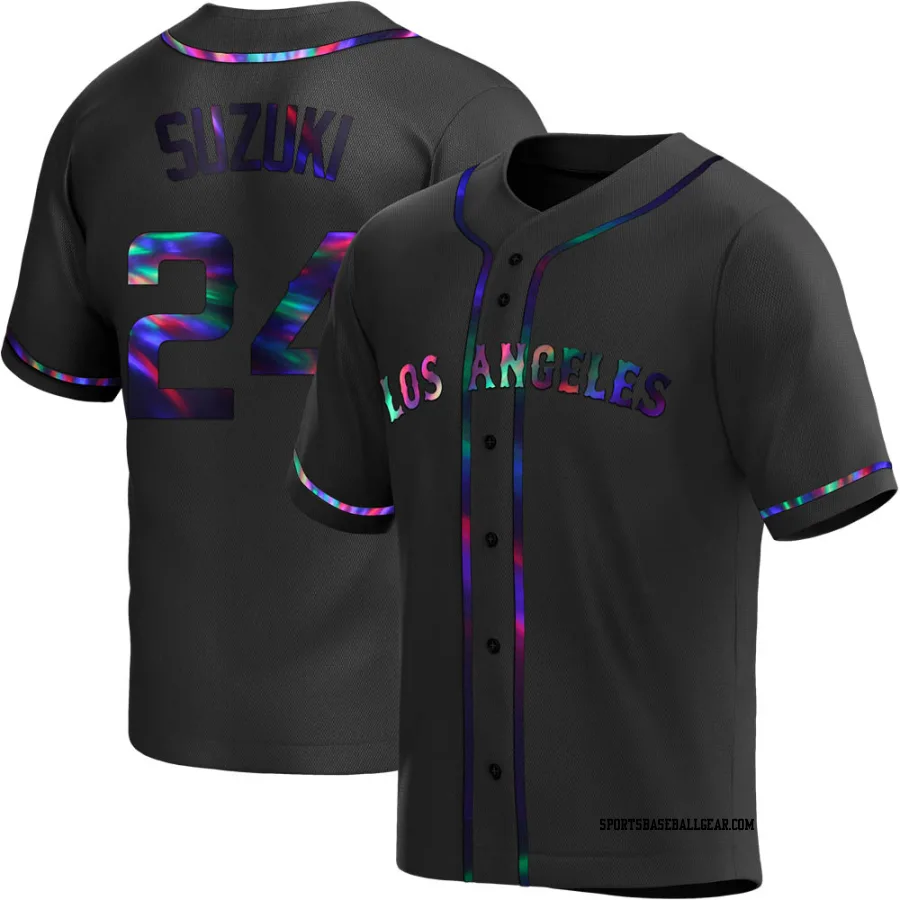 Kurt Suzuki Men's Los Angeles Angels Black Holographic Replica Alternate Jersey