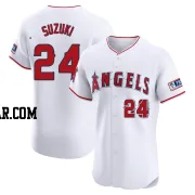 Kurt Suzuki Men's Los Angeles Angels White Elite Home Patch Jersey