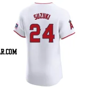 Kurt Suzuki Men's Los Angeles Angels White Elite Home Patch Jersey