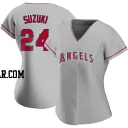 Kurt Suzuki Women's Los Angeles Angels Authentic Silver Road Jersey