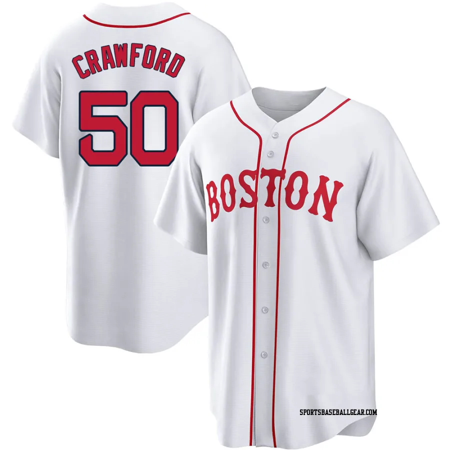 Kutter Crawford Men's Boston Red Sox White Replica 2021 Patriots' Day Jersey