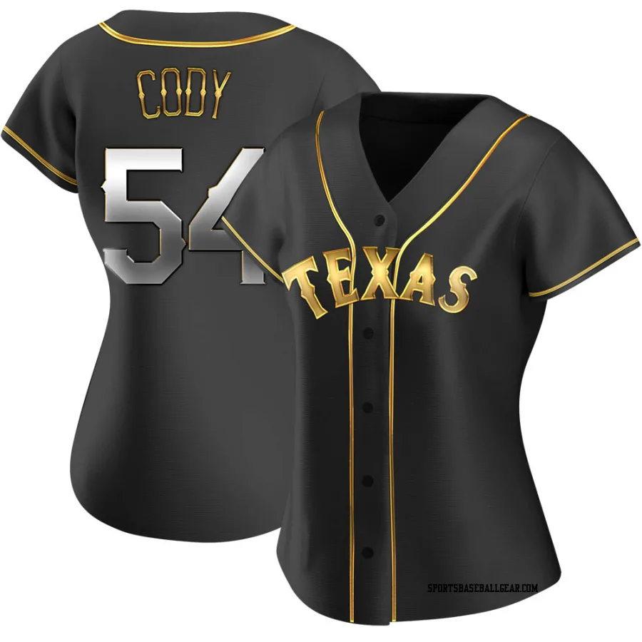 Kyle Cody Women's Texas Rangers Black Golden Replica Alternate Jersey