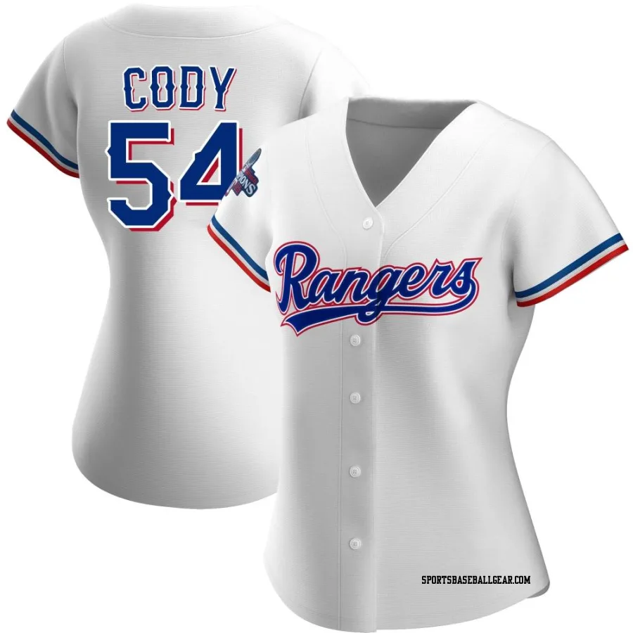 Kyle Cody Women's Texas Rangers White Authentic Home 2023 World Series Champions Jersey